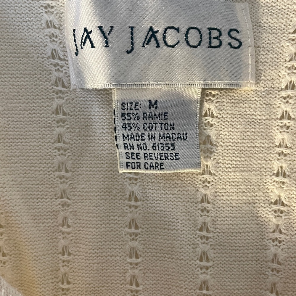 Jay Jacobs Vintage Knit Tank Ivory Button Front Ramie Cotton Medium - Picture 2 of 9